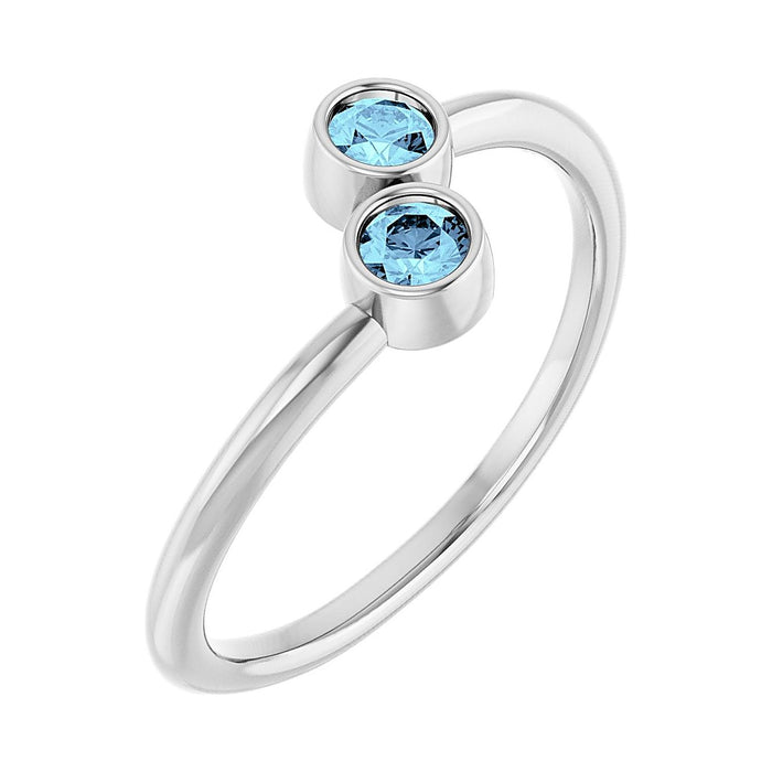 Aquamarine toi et moi two-stone ring in 14K White Gold