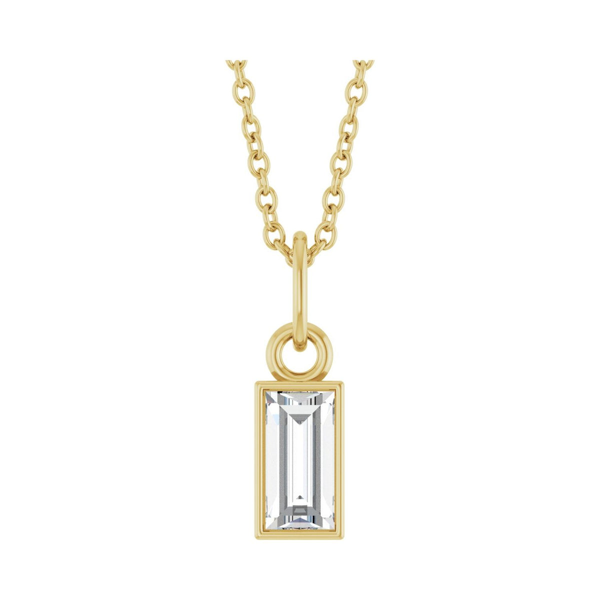 Baguette Lab-Grown Diamond Solitaire Necklace, 3/8 ct, in 14K Yellow Gold