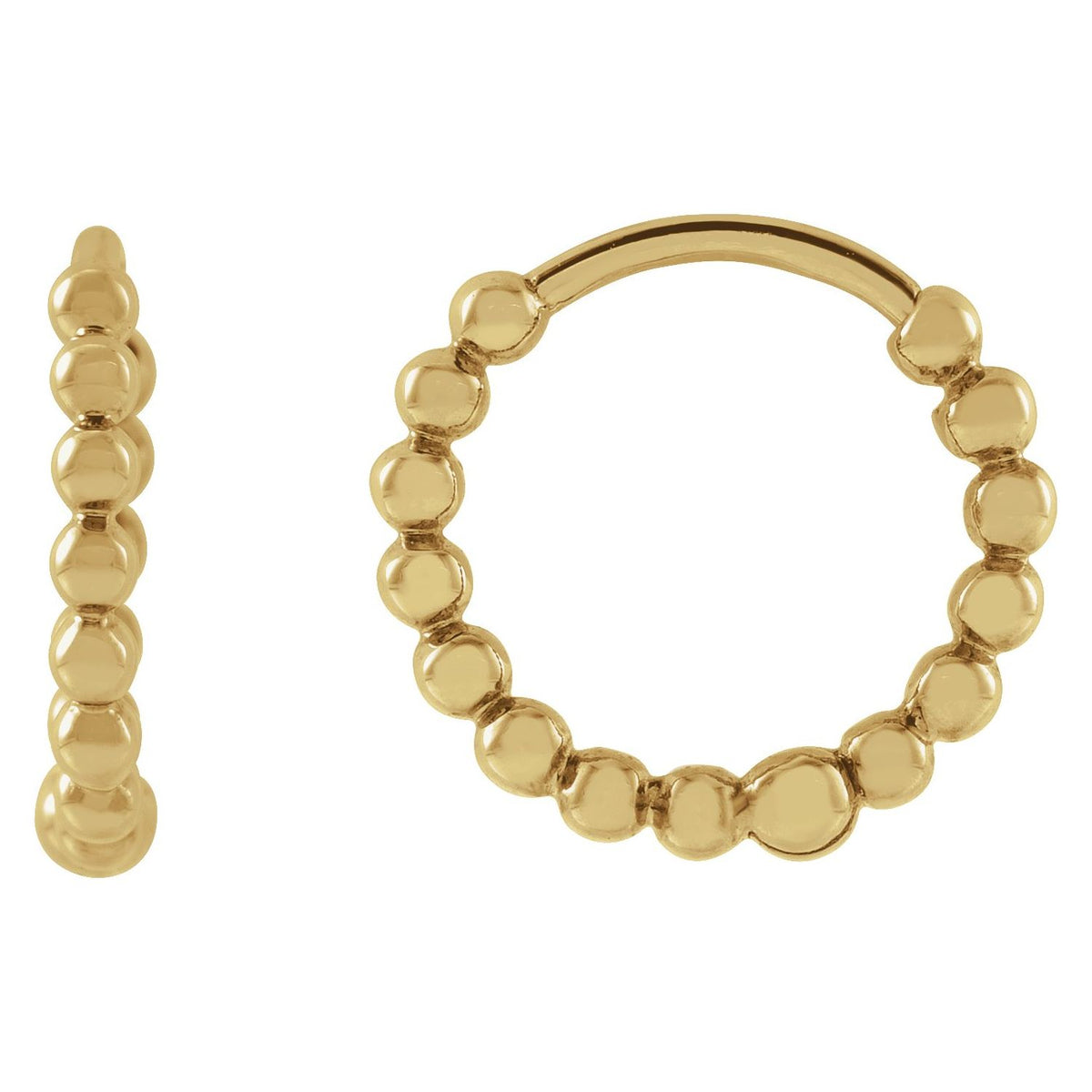 Beaded Gold Hoop Earrings (11 mm) in 14k yellow gold
