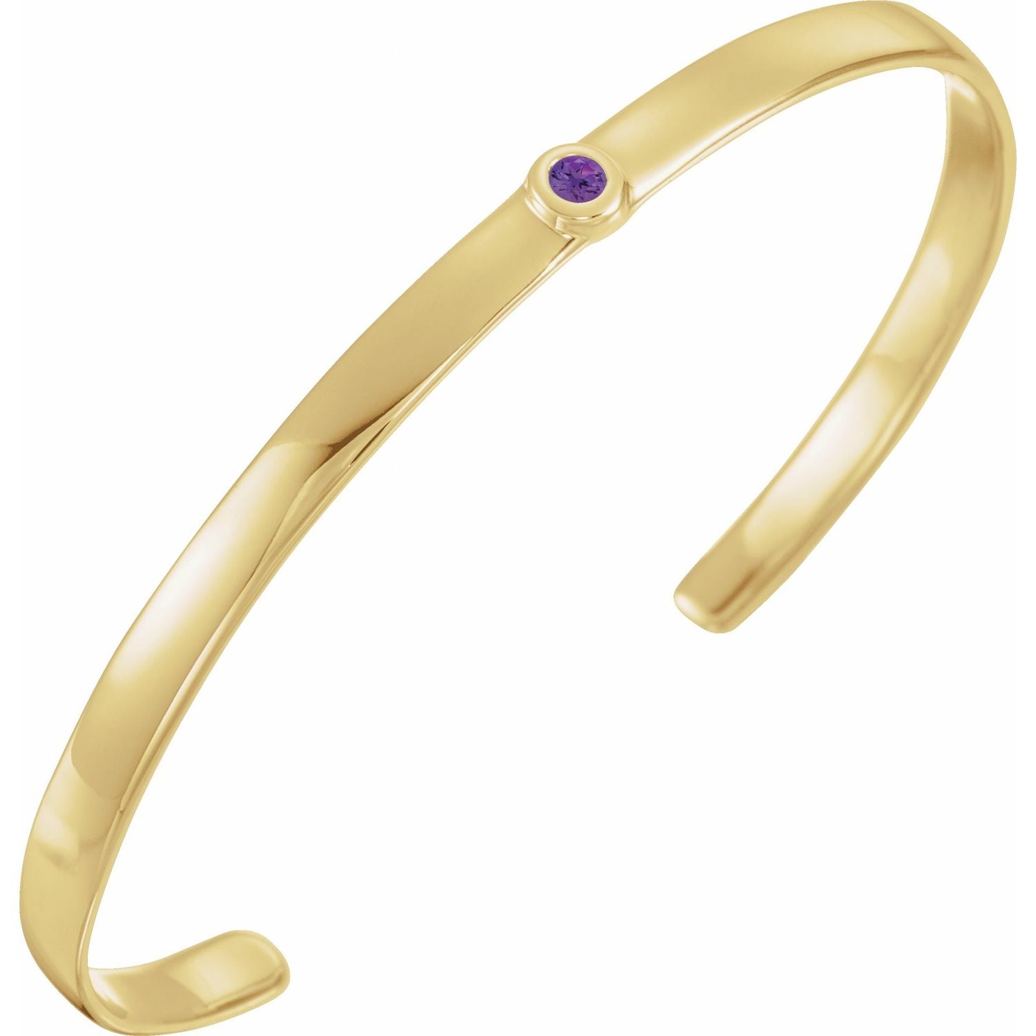 Bezel-Set Amethyst Cuff Bracelet in 14k yellow gold