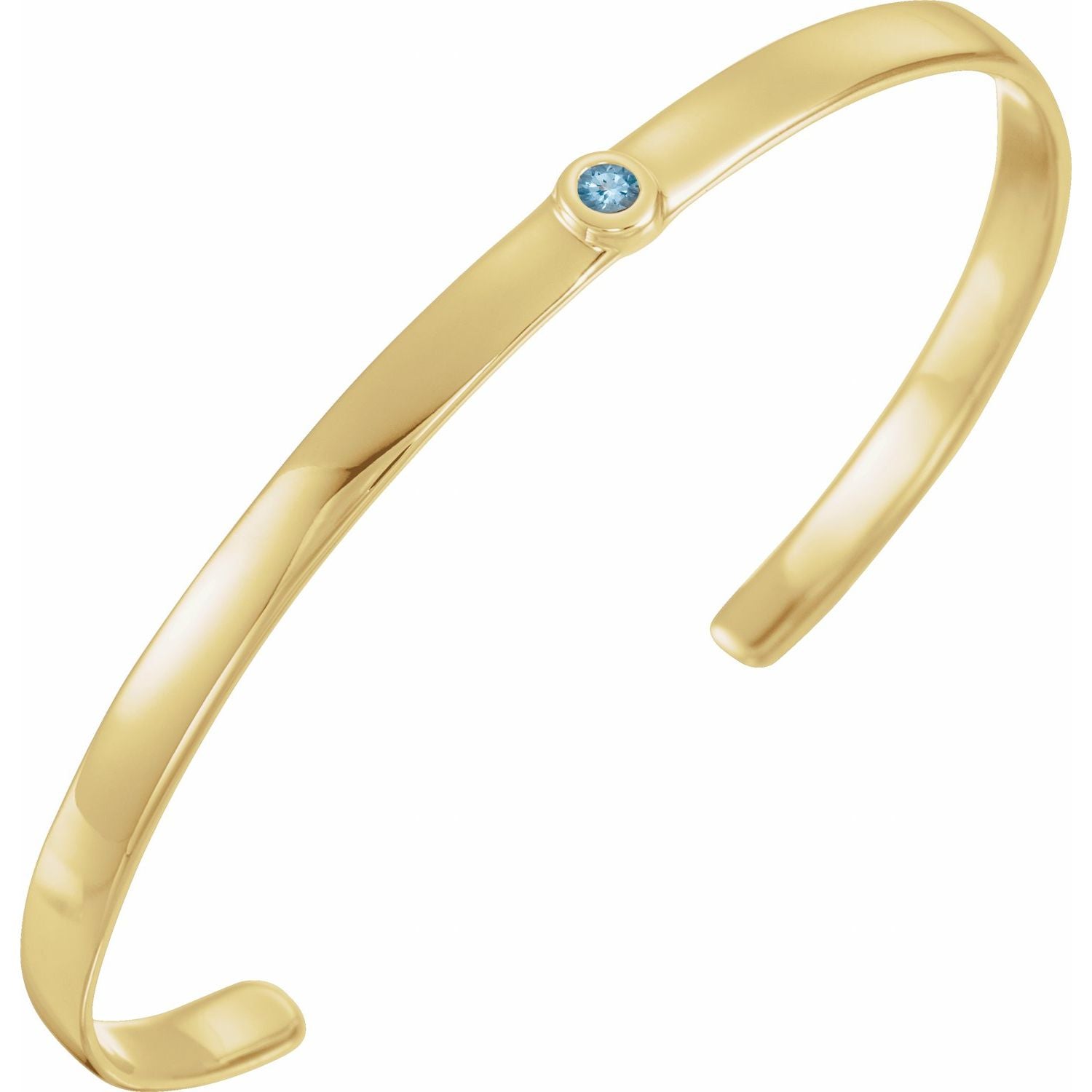 Bezel-Set Aquamarine Cuff Bracelet in 14k yellow gold