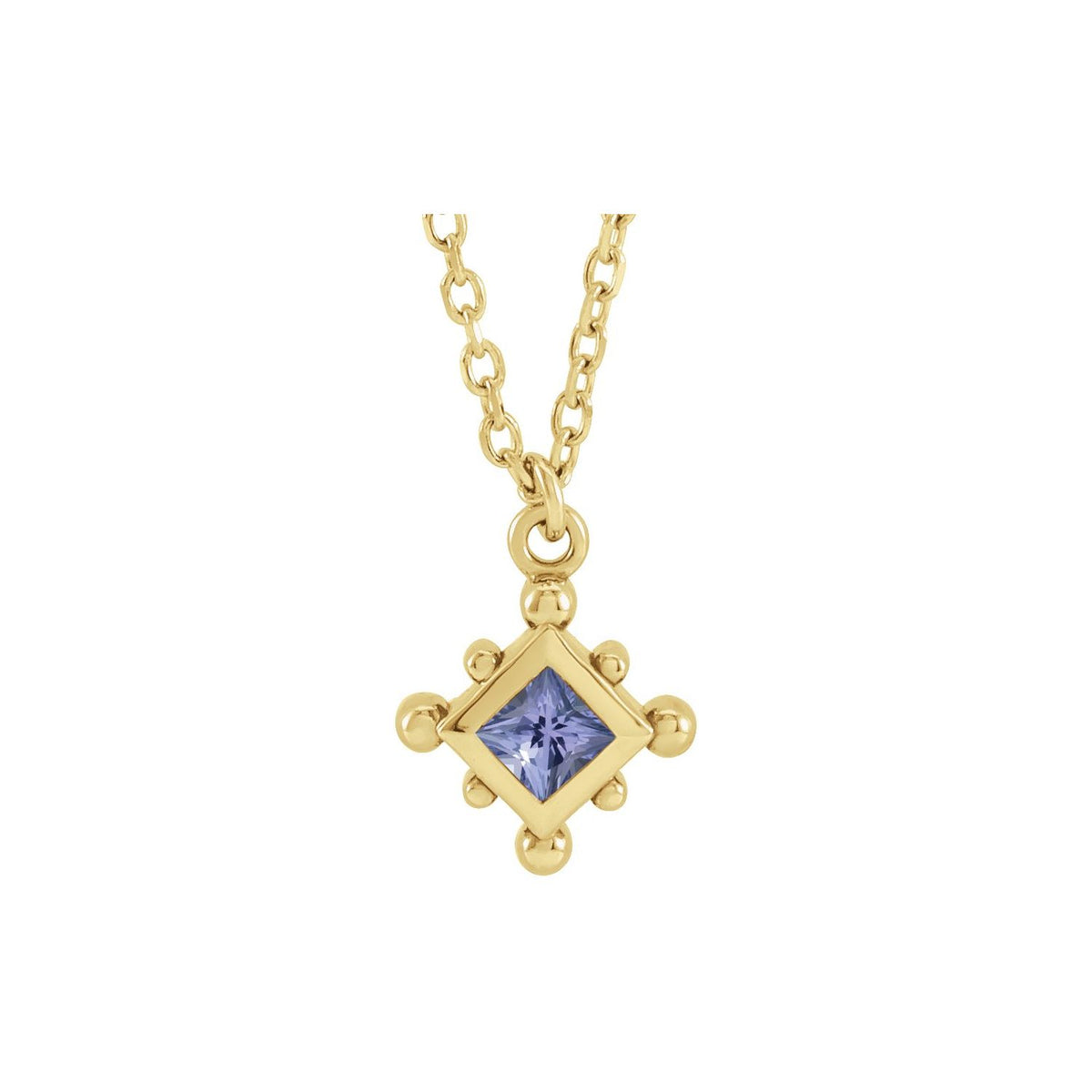 Bezel-Set Beaded Tanzanite Necklace in 14K Yellow Gold