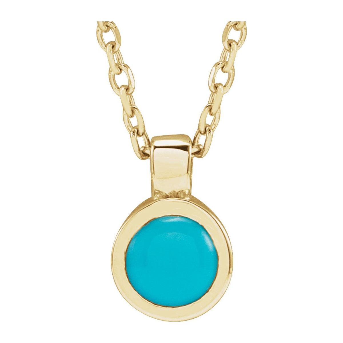 Bezel-Set Turquoise Necklace in 14K Yellow Gold, 3 mm