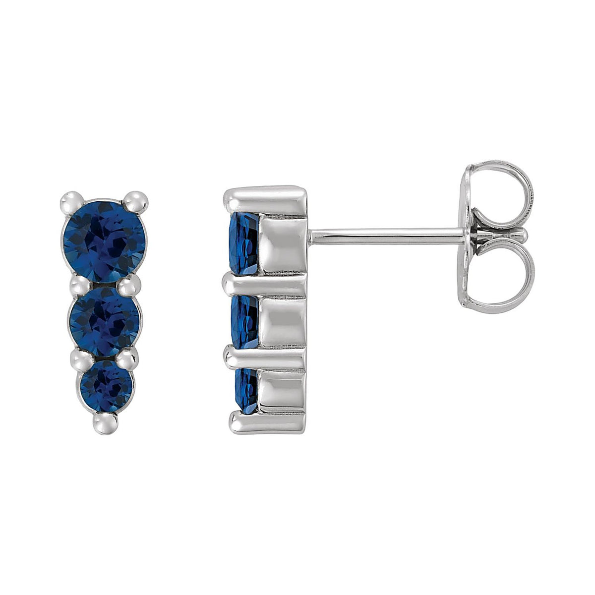 Blue Sapphire drop earrings in Platinum