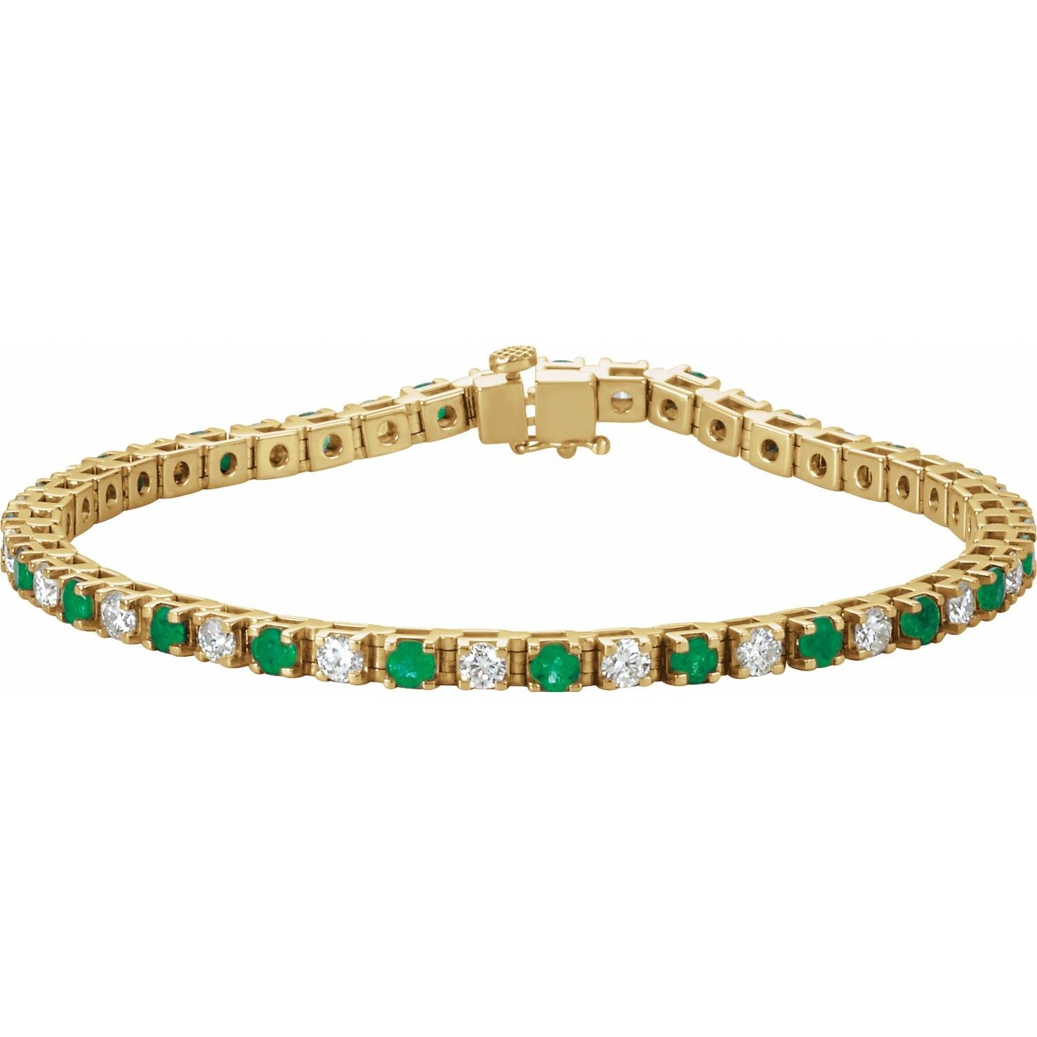 Blue Sapphire & Lab-Grown Diamond Tennis Bracelet in Yellow Gold