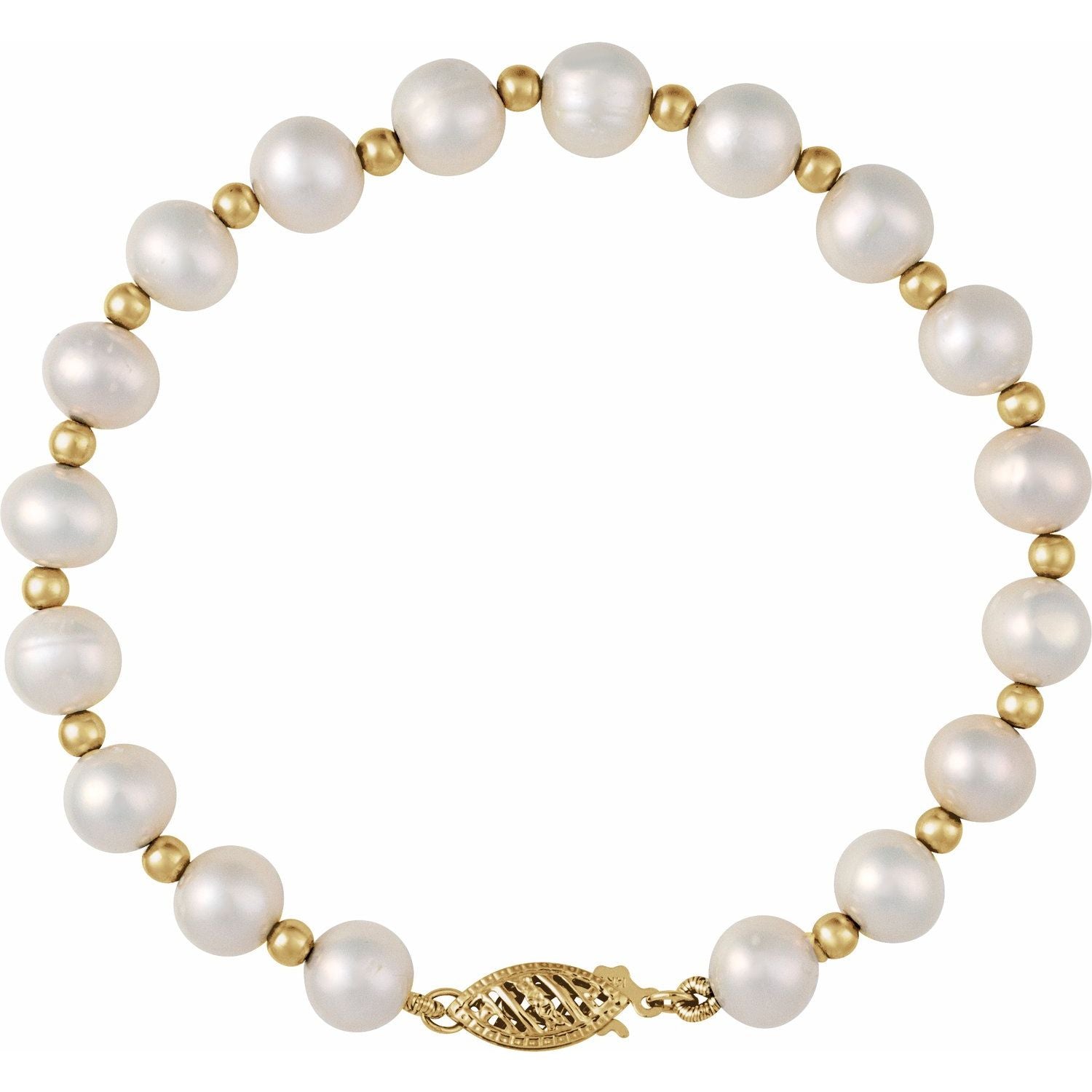 Bold Freshwater Pearl Strand Bracelet in 14K Yellow Gold — cultured freshwater pearl bracelet