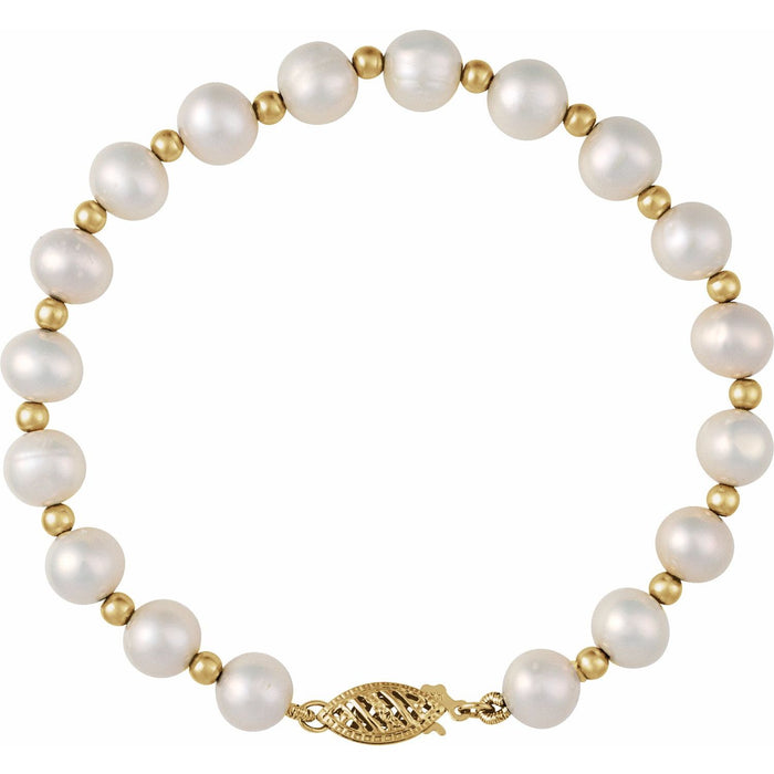 Bold Freshwater Pearl Strand Bracelet in 14K Yellow Gold — cultured freshwater pearl bracelet