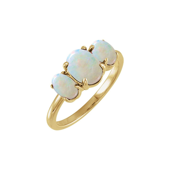 bold oval ethiopian opal ring in 14k Yellow Gold