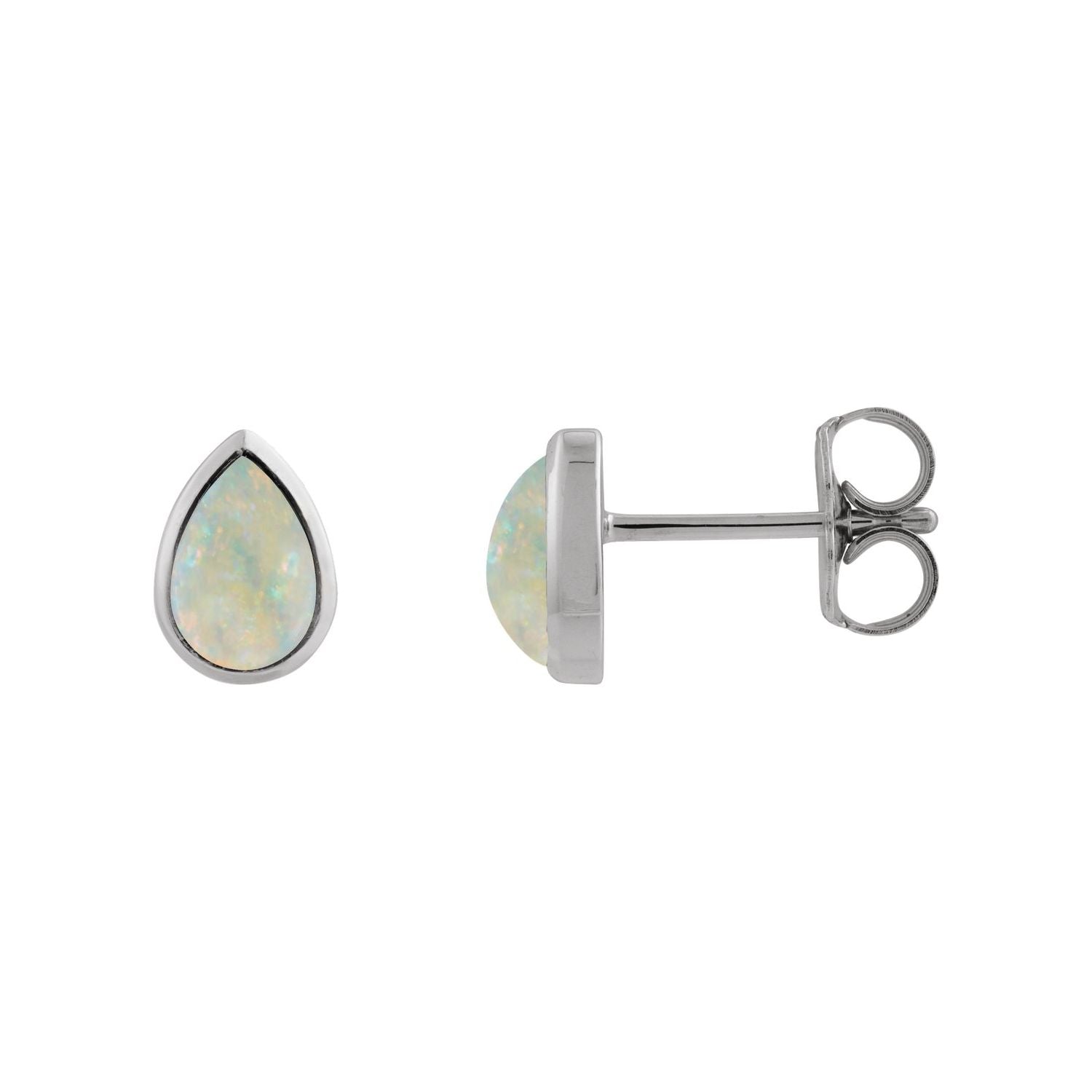 14K White Gold opal pear earrings