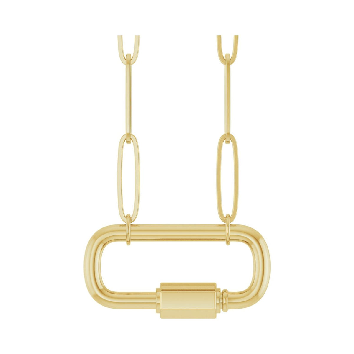 Carabiner Charm Necklace in 14k yellow gold — shown on its included chain