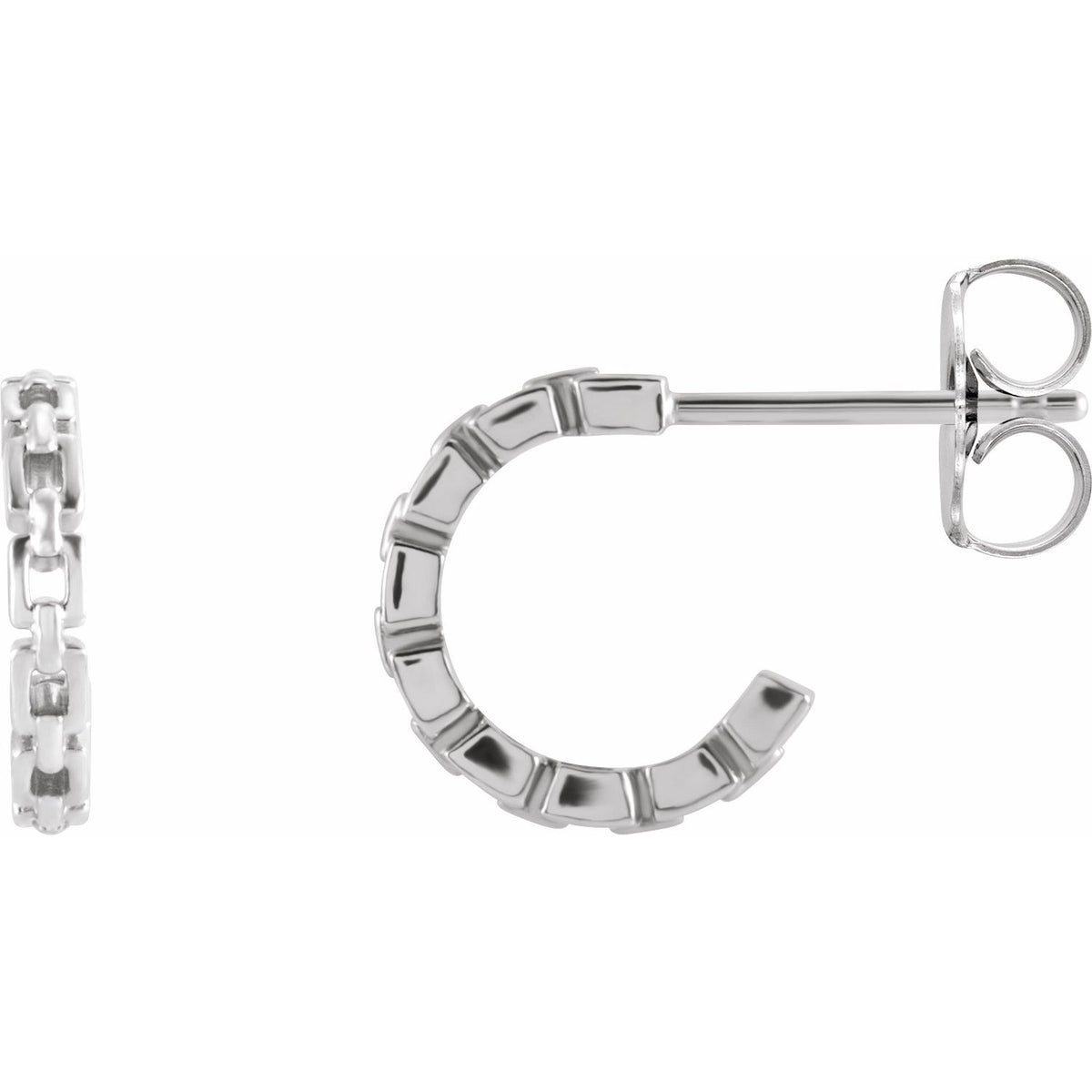 Chain-Link Gold Open Hoop Earrings (10.2 mm) in 14k white gold or platinum