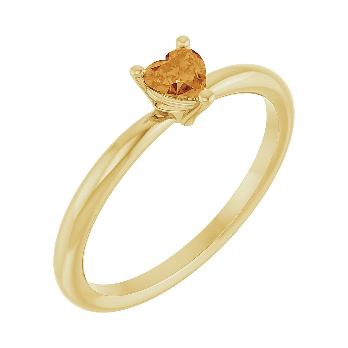 citrine heart promise ring in 14k yellow gold