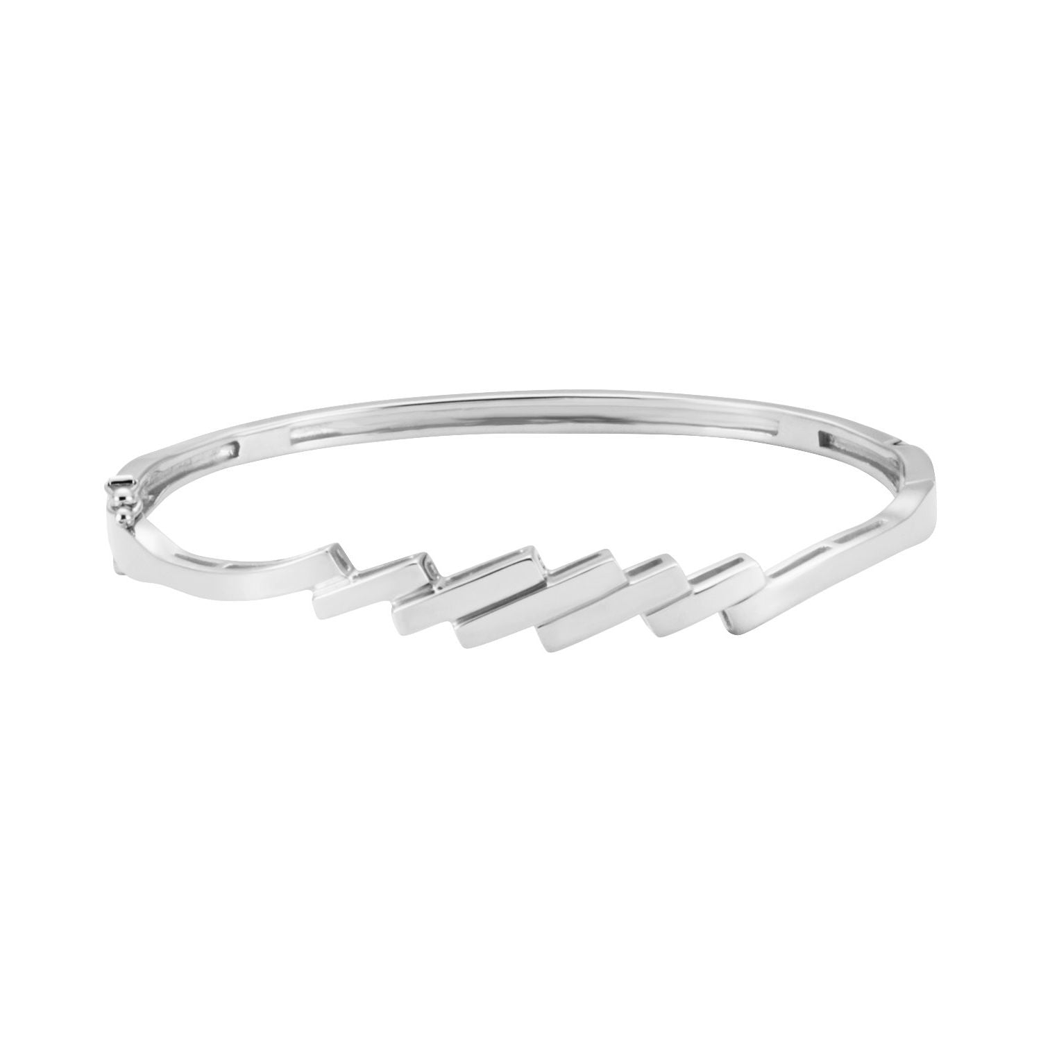Classic Hinged Bangle Bracelet in White Gold