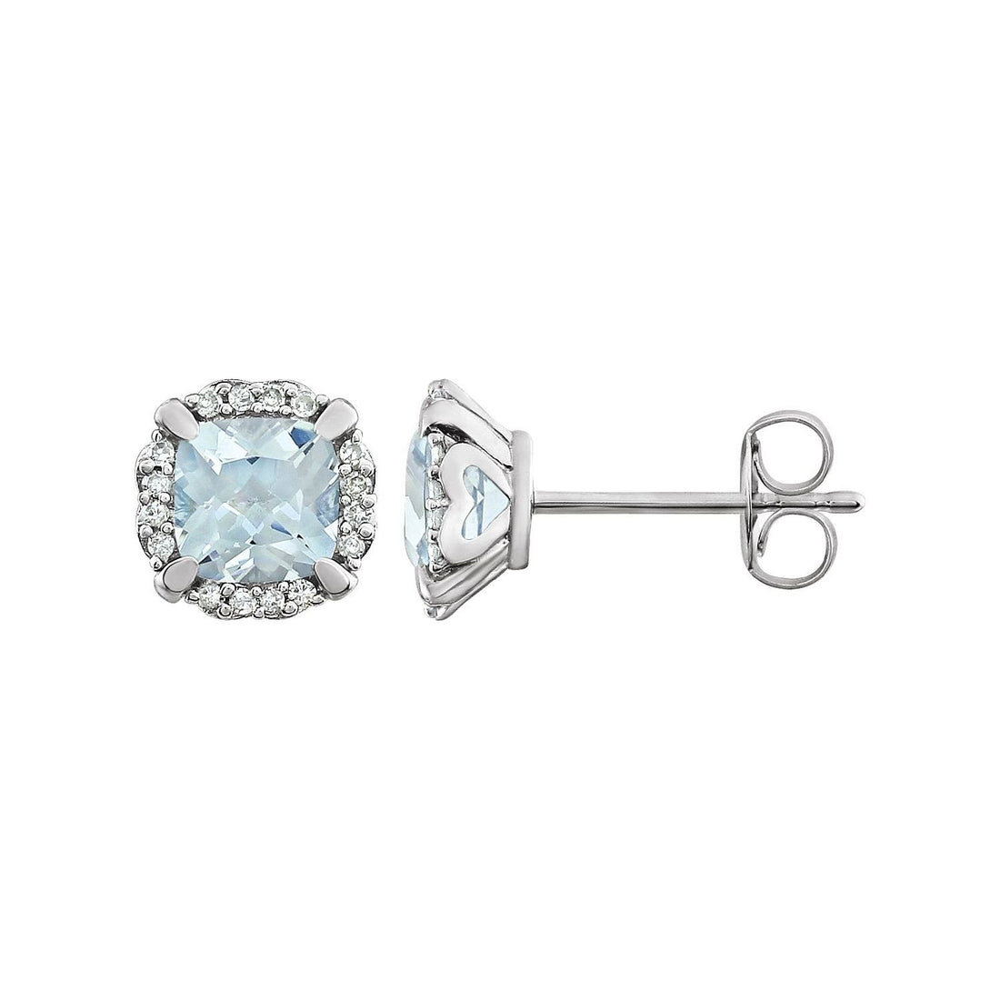 cushion aquamarine earrings in 14k White Gold