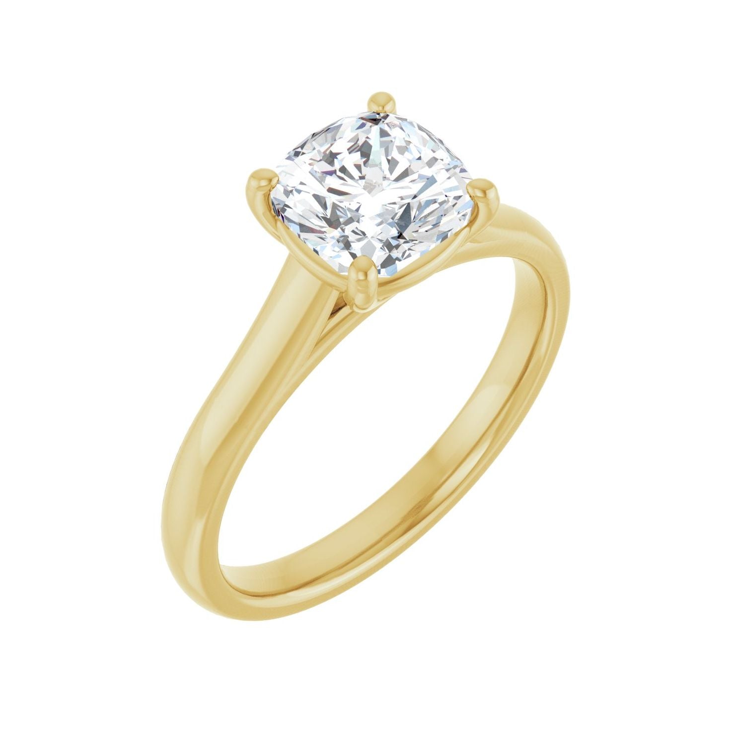 2.1 ct cushion-cut lab-grown diamond classic solitaire engagement ring in yellow gold