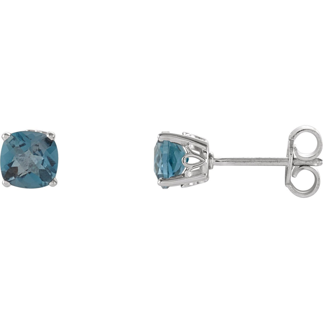 cushion london blue topaz earrings in sterling silver in Sterling Silver