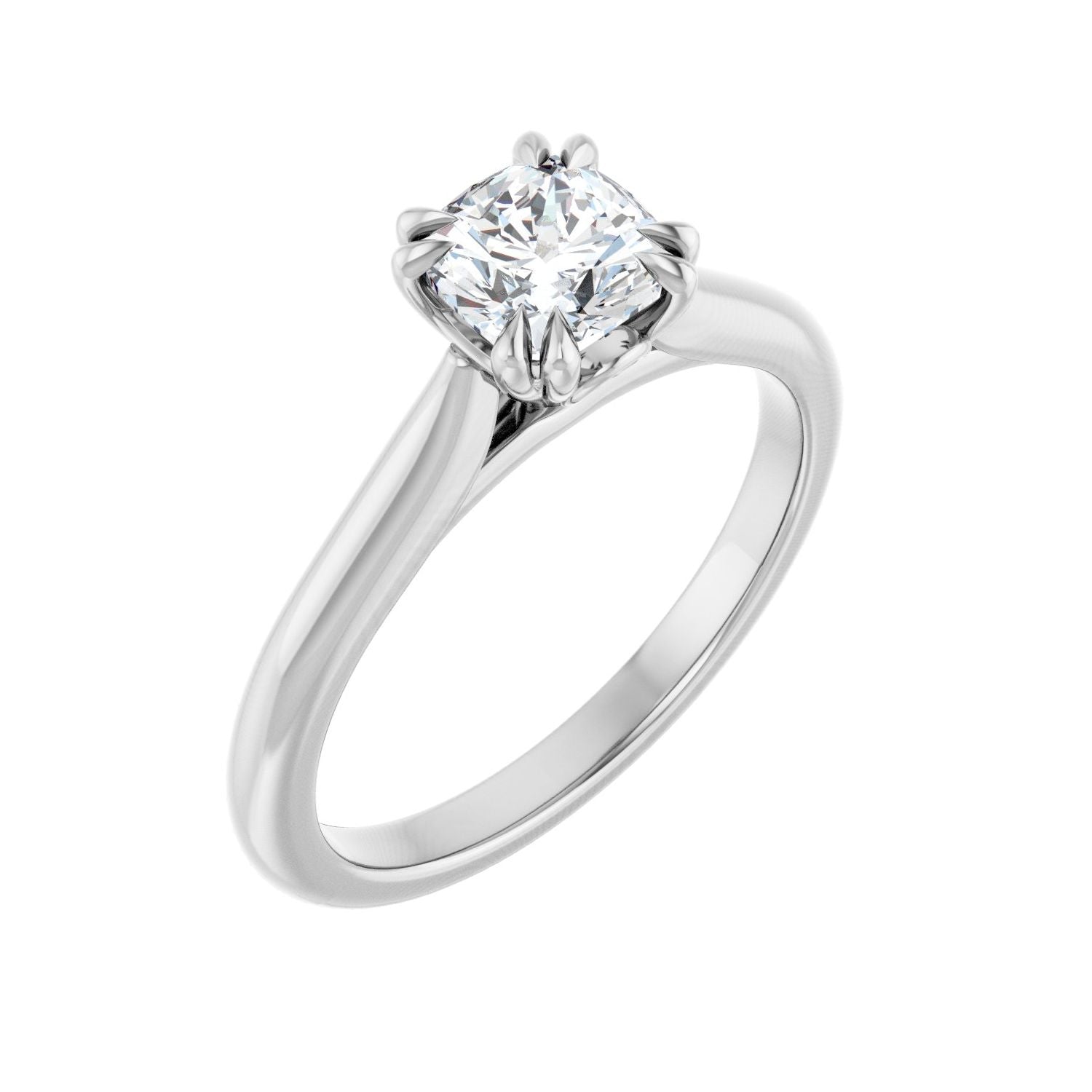 Pave Cushion Solitaire in 14K White Gold with a 1.00 ct cushion-cut diamond centre — Diamond & Sapphire cushion engagement ring
