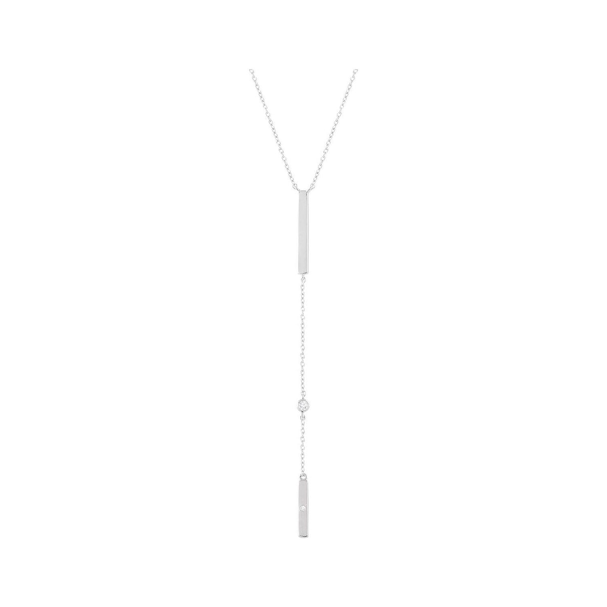 Diamond Bar Y Necklace (.06 ctw) in 14k white gold — shown on its included chain