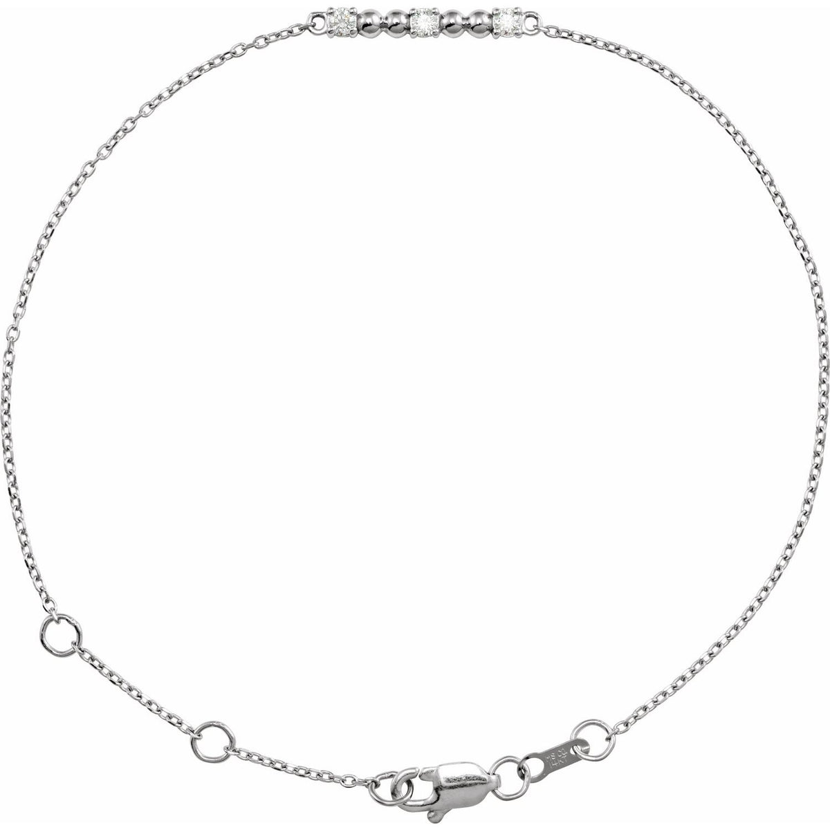 Diamond Beaded Bar Bracelet (1/10 ctw) in 14k white gold