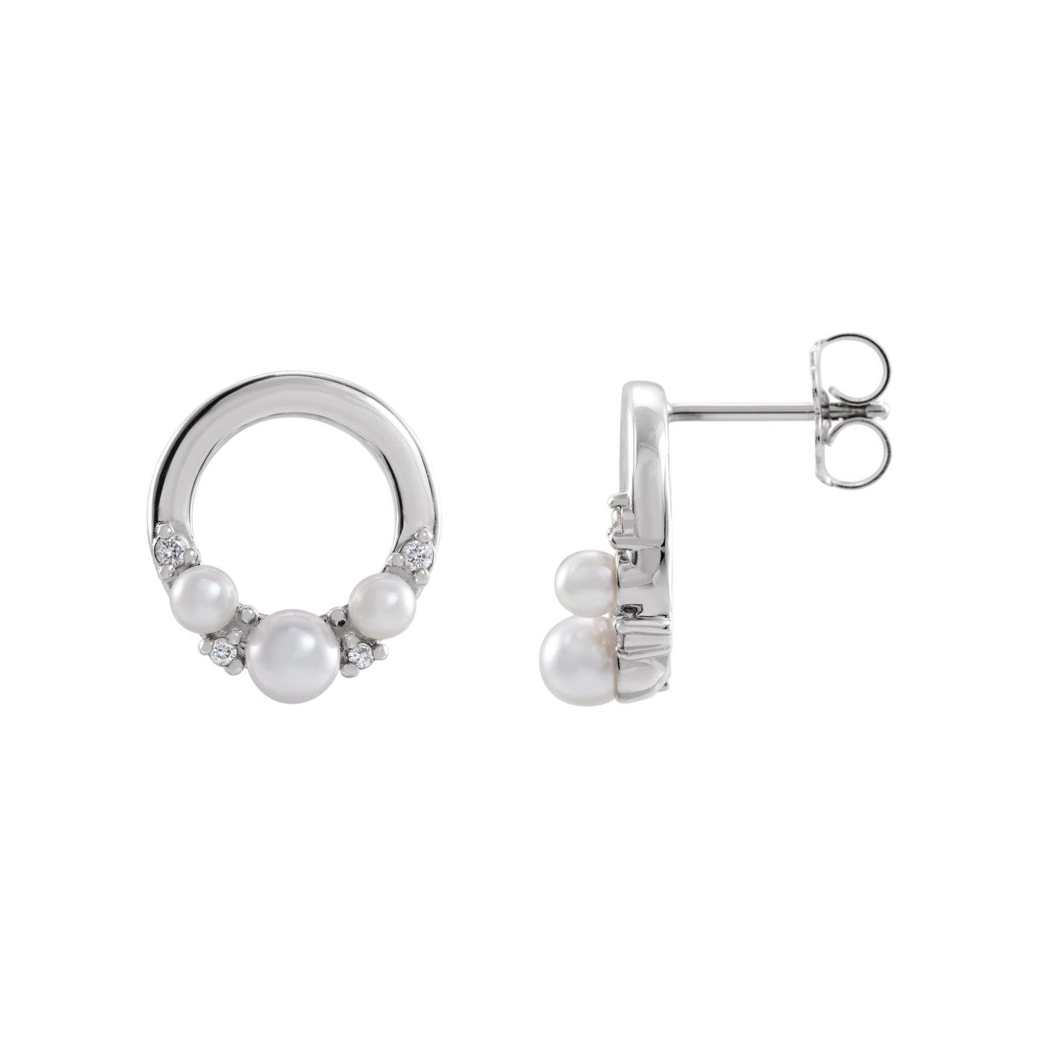 seed cultured pearl stud earrings in 14k white gold