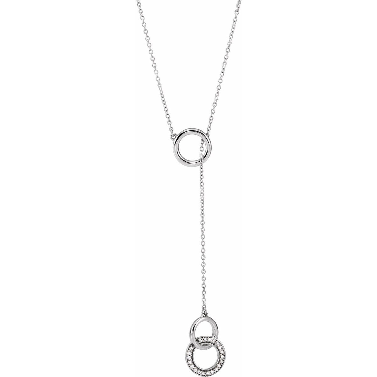Diamond Circle Y Necklace (1/10 ctw) in 14k white gold — shown on its included chain