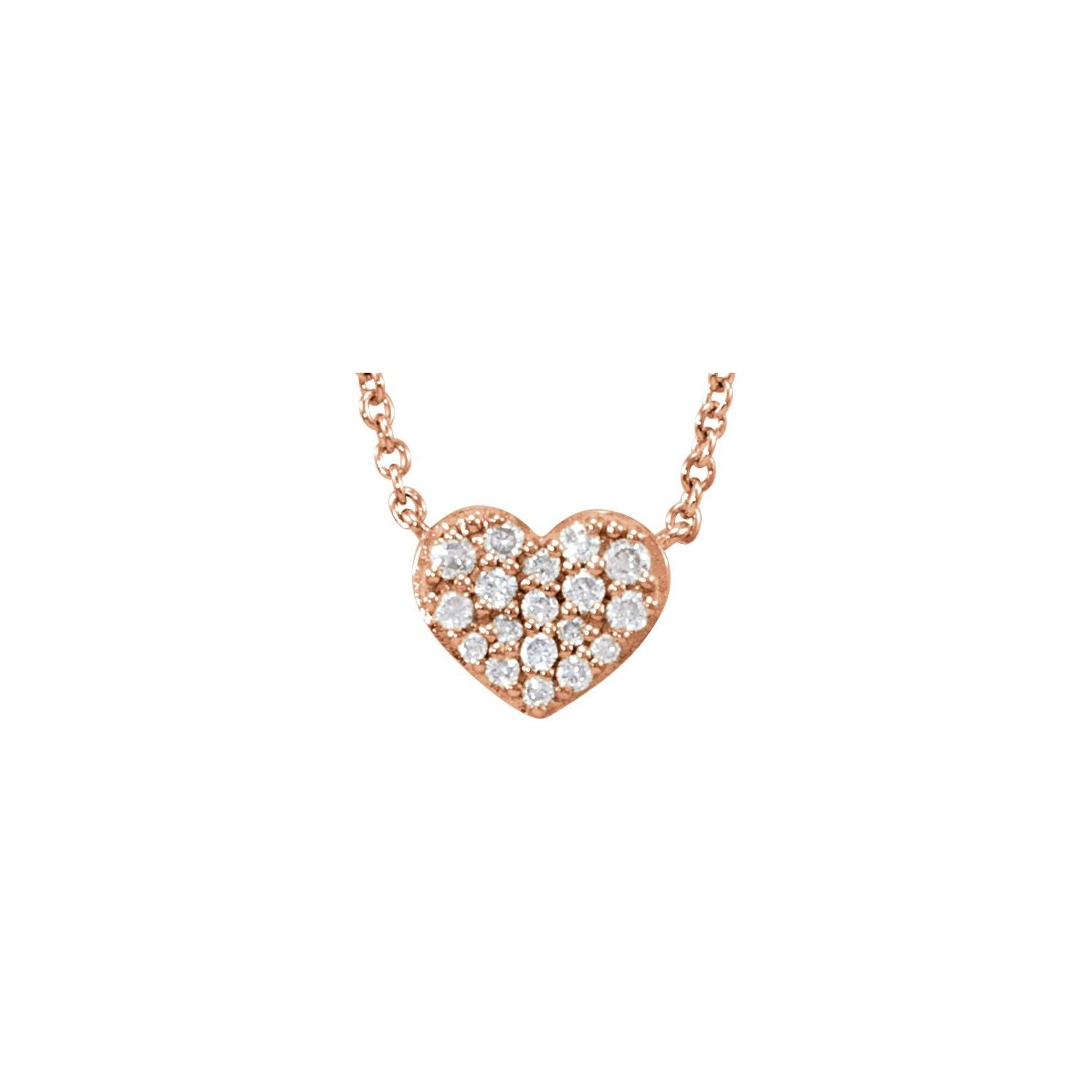 Diamond Cluster Heart Necklace in 14K Rose Gold