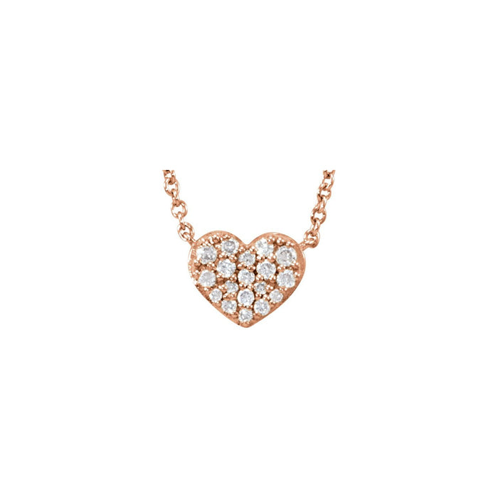 Diamond Cluster Heart Necklace in 14K Rose Gold