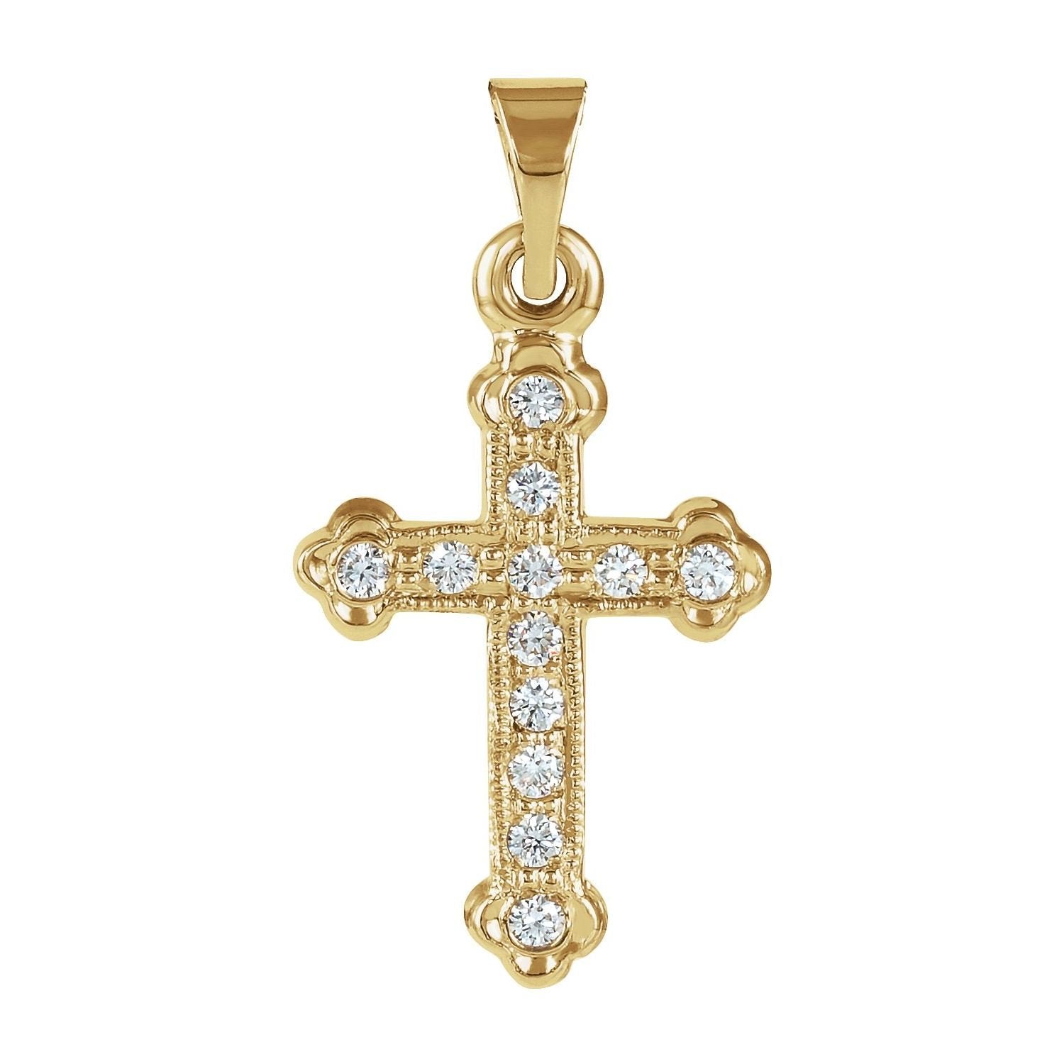 diamond cross pendant in 14k Yellow Gold