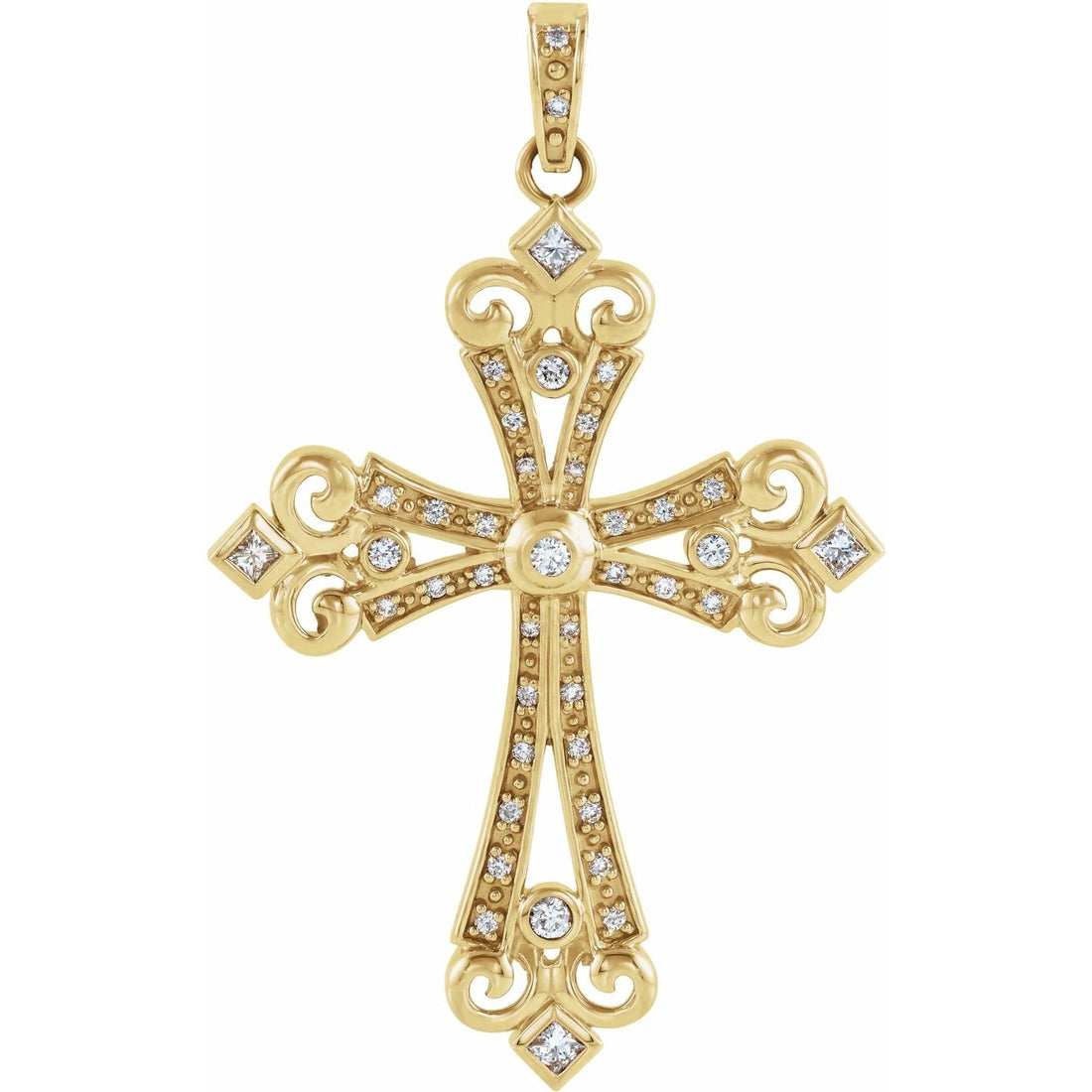 diamond cross pendant in 14k Yellow Gold