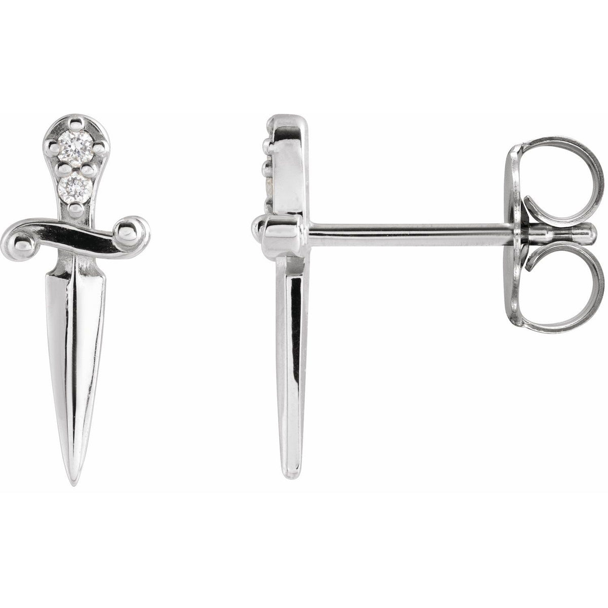 Diamond Dagger Earrings (.025 ctw) in 14k white gold or platinum