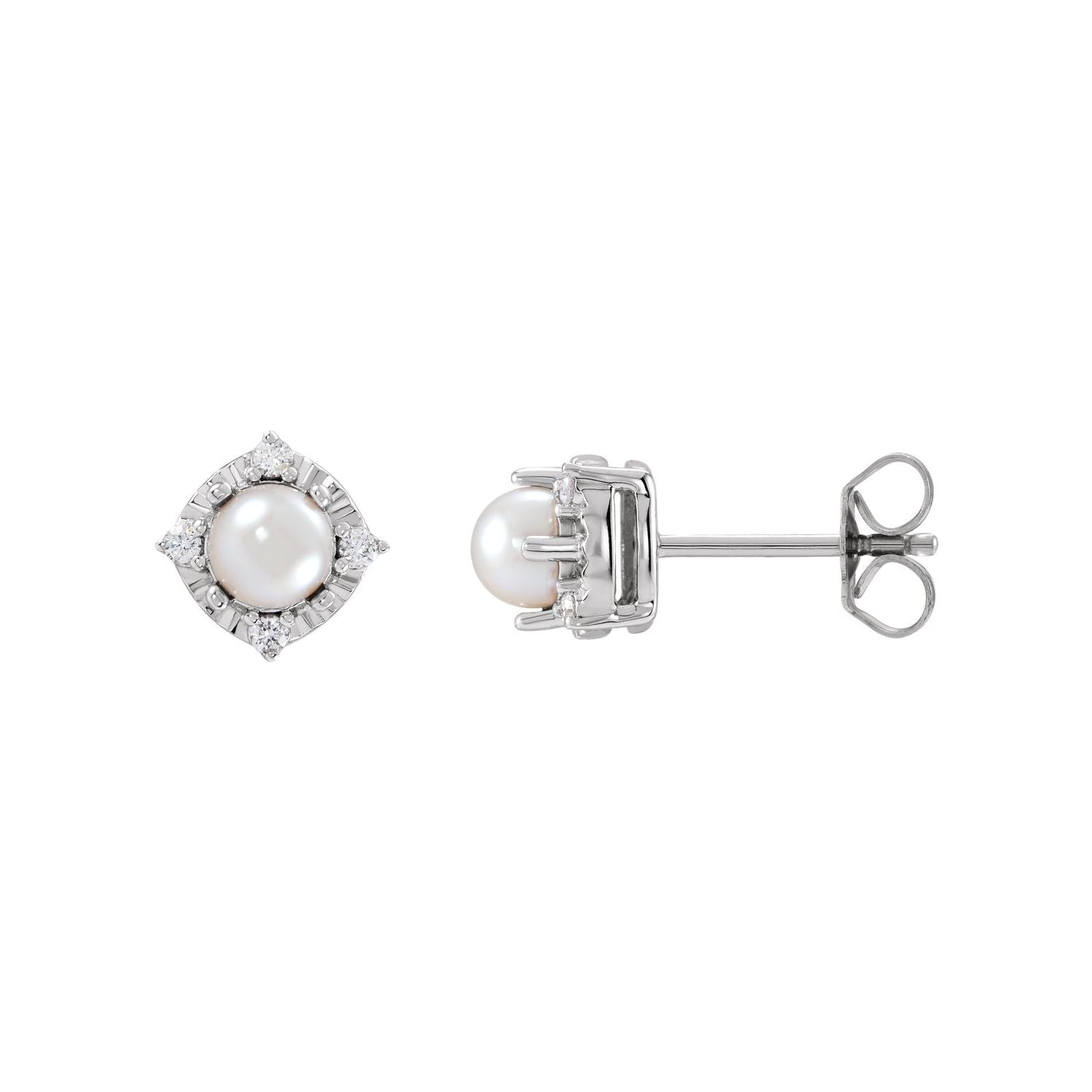 freshwater cultured pearl stud earrings in 14k white gold
