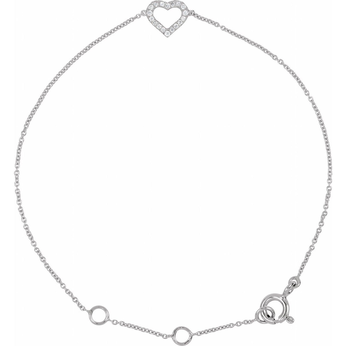 Diamond Heart Bracelet in 14k white gold
