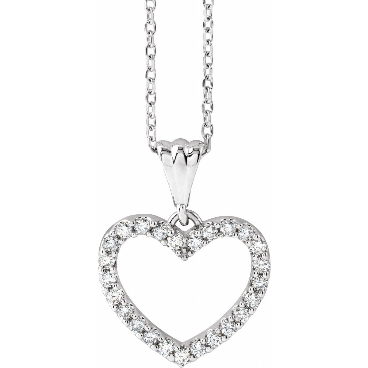 Diamond Heart Necklace in 14k white gold — shown on its included chain
