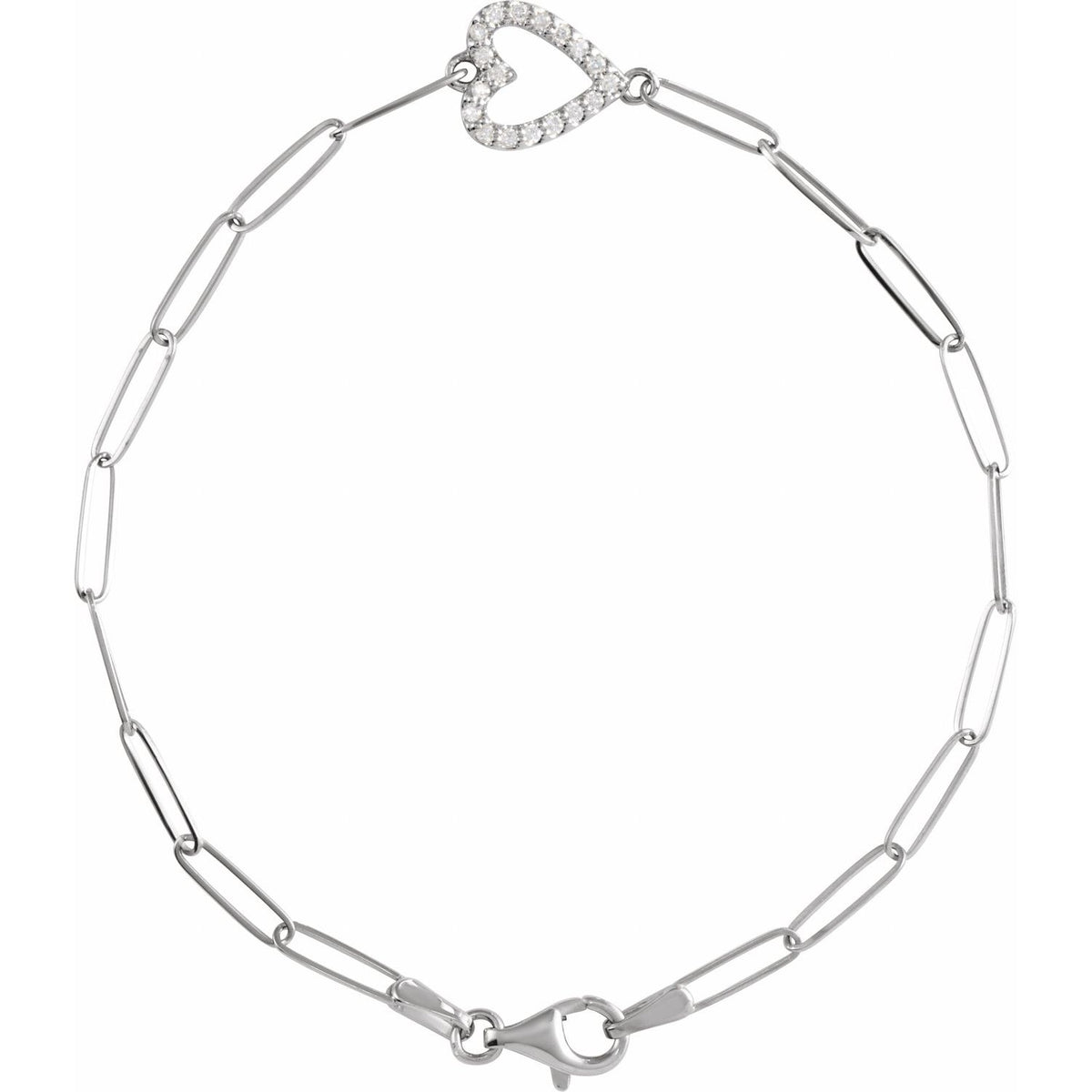 Diamond Heart Station Bracelet in 14k white gold