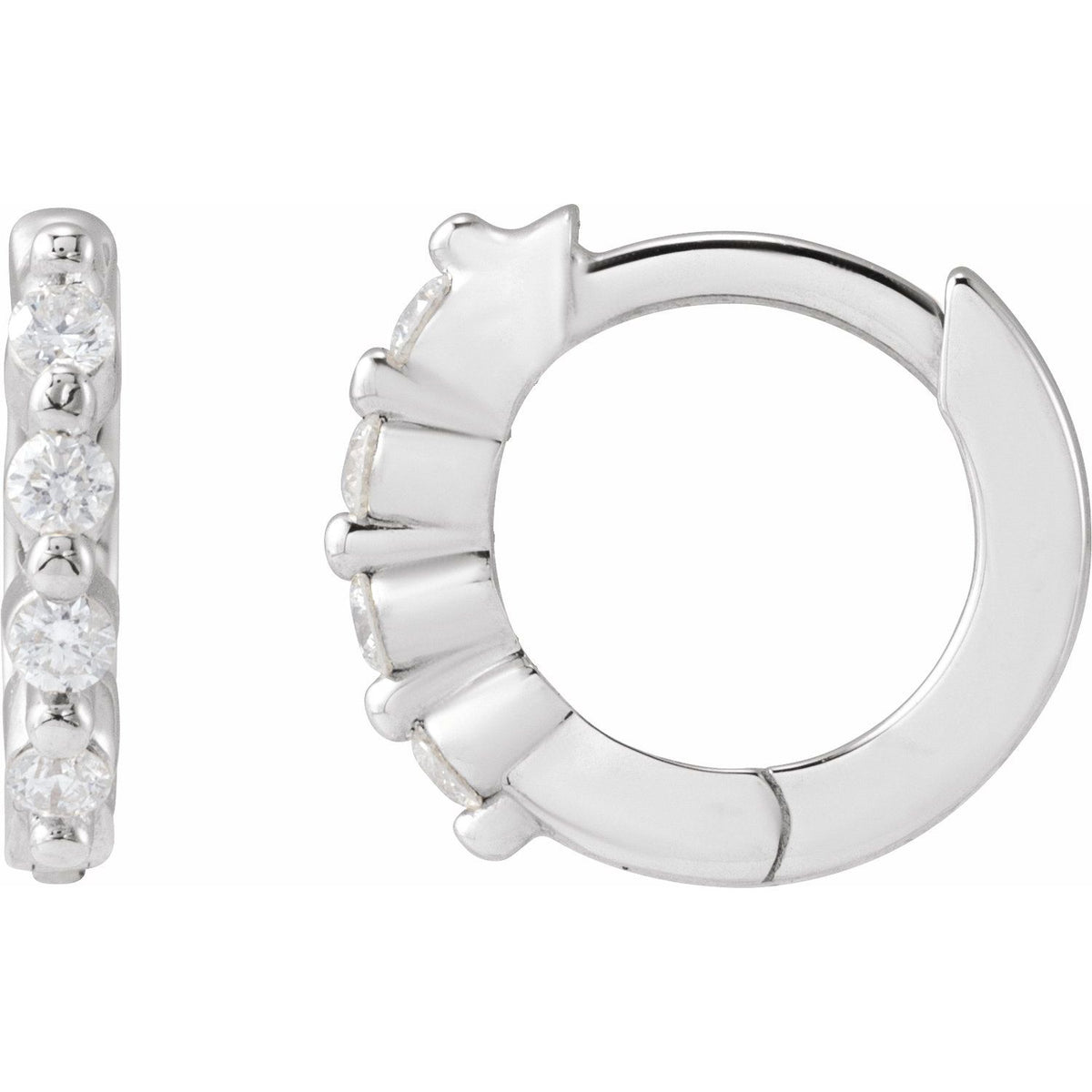 Diamond Hinged Hoop Earrings in 14k white gold