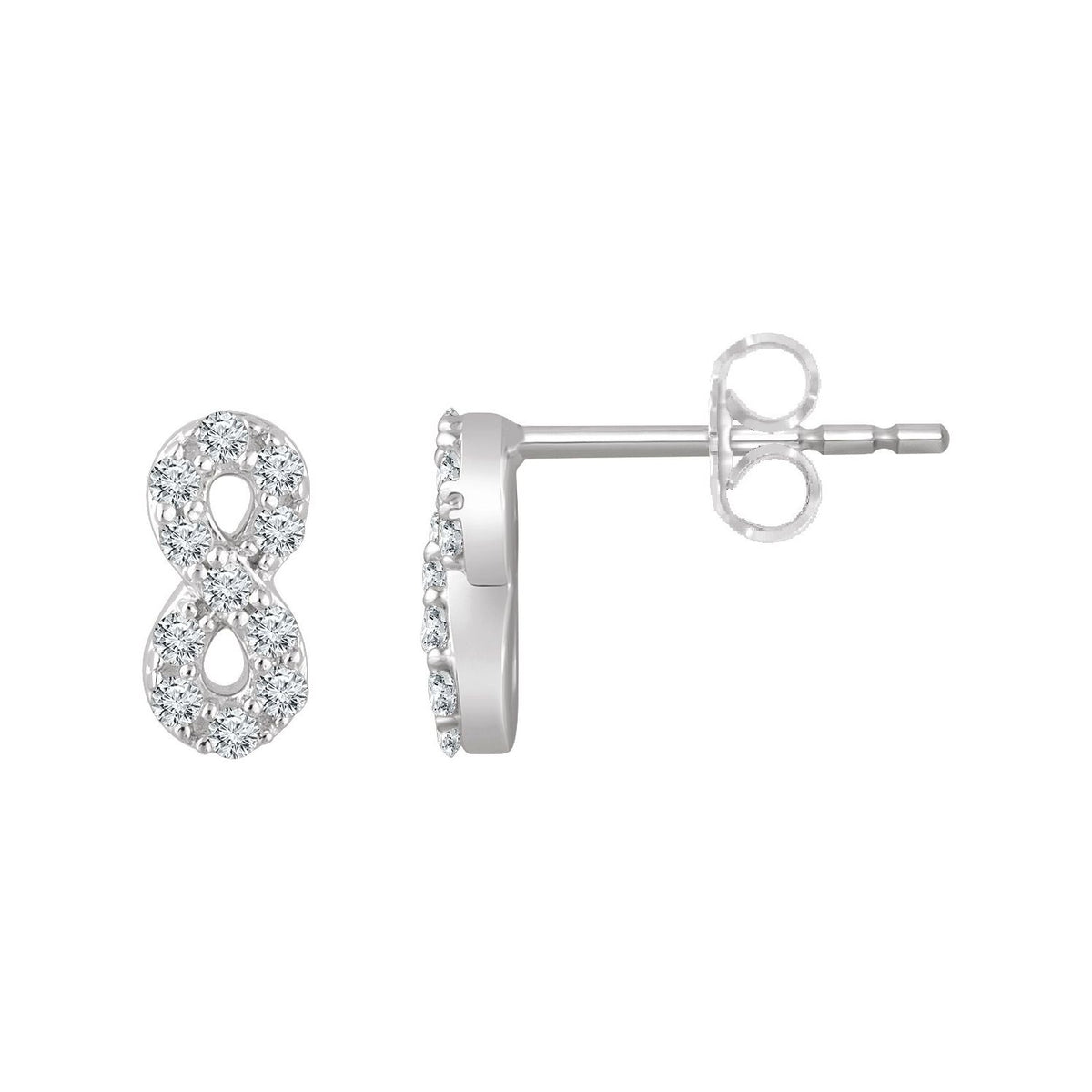 Diamond Infinity Drop Earrings (1/6 ctw) in 14k white gold