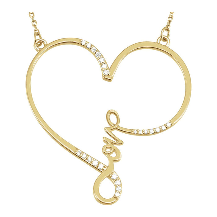 Diamond Infinity Heart Necklace in 14K Yellow Gold