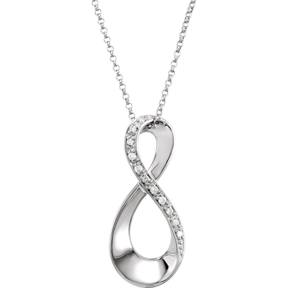Diamond Infinity Necklace in 14k white gold — shown on its included chain