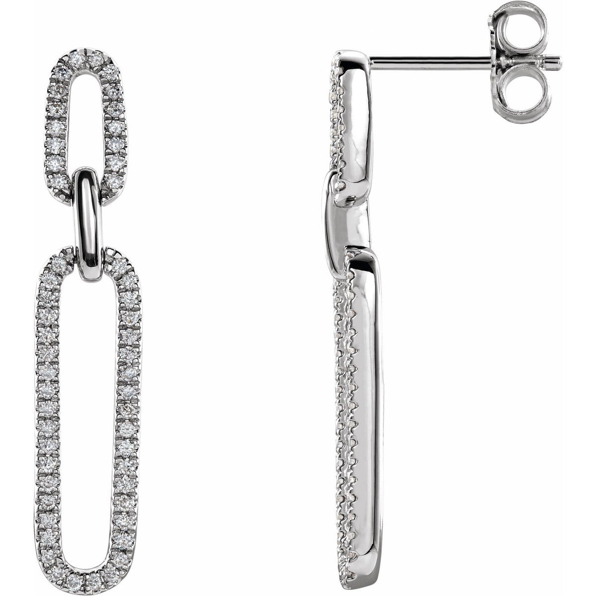 Diamond Link Drop Earrings (1/3 ctw) in 14k white gold