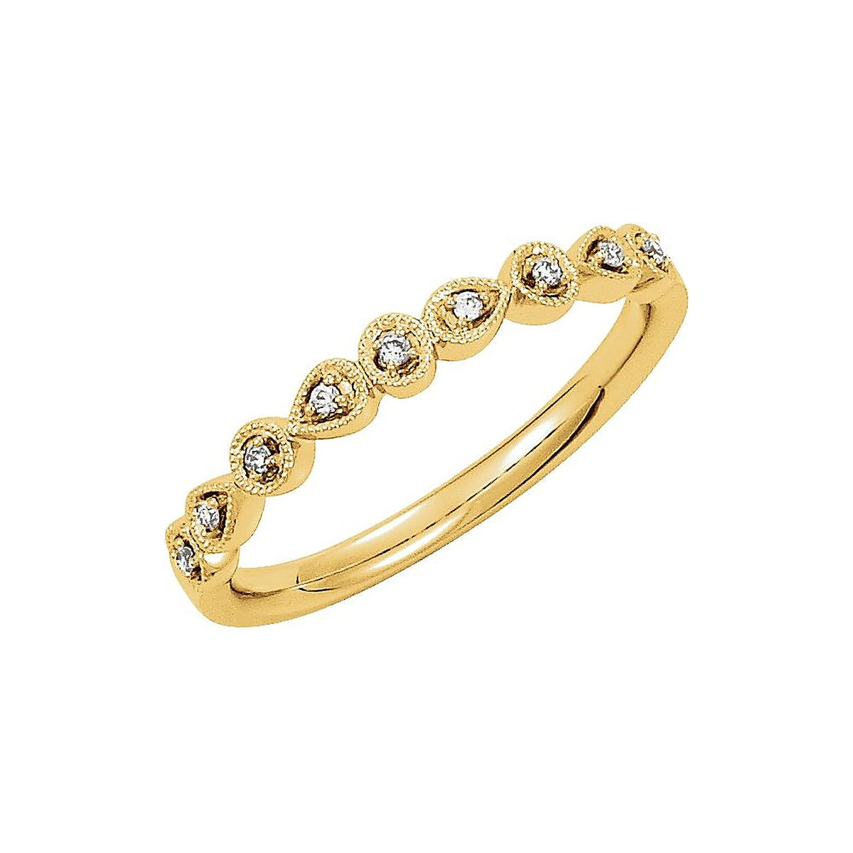 diamond milgrain stackable promise ring in 14k yellow gold