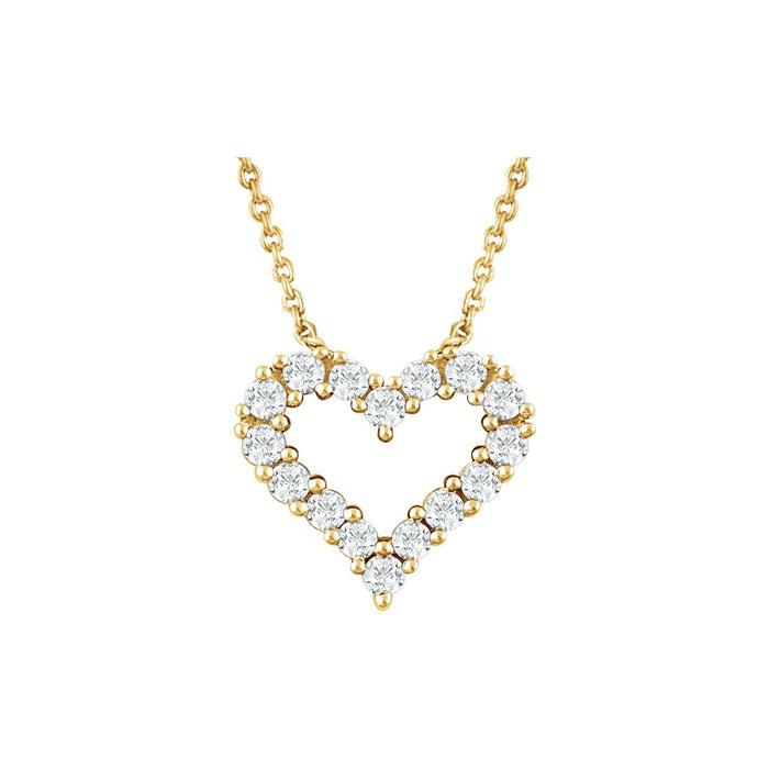 Diamond Pavé Heart Necklace in 14K Yellow Gold