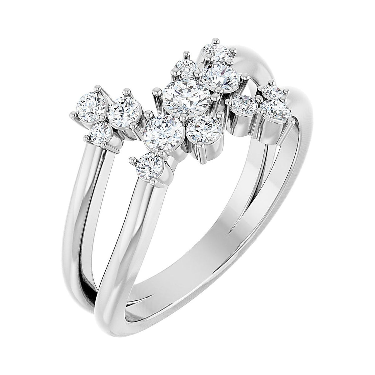 Diamond cluster ring in Platinum