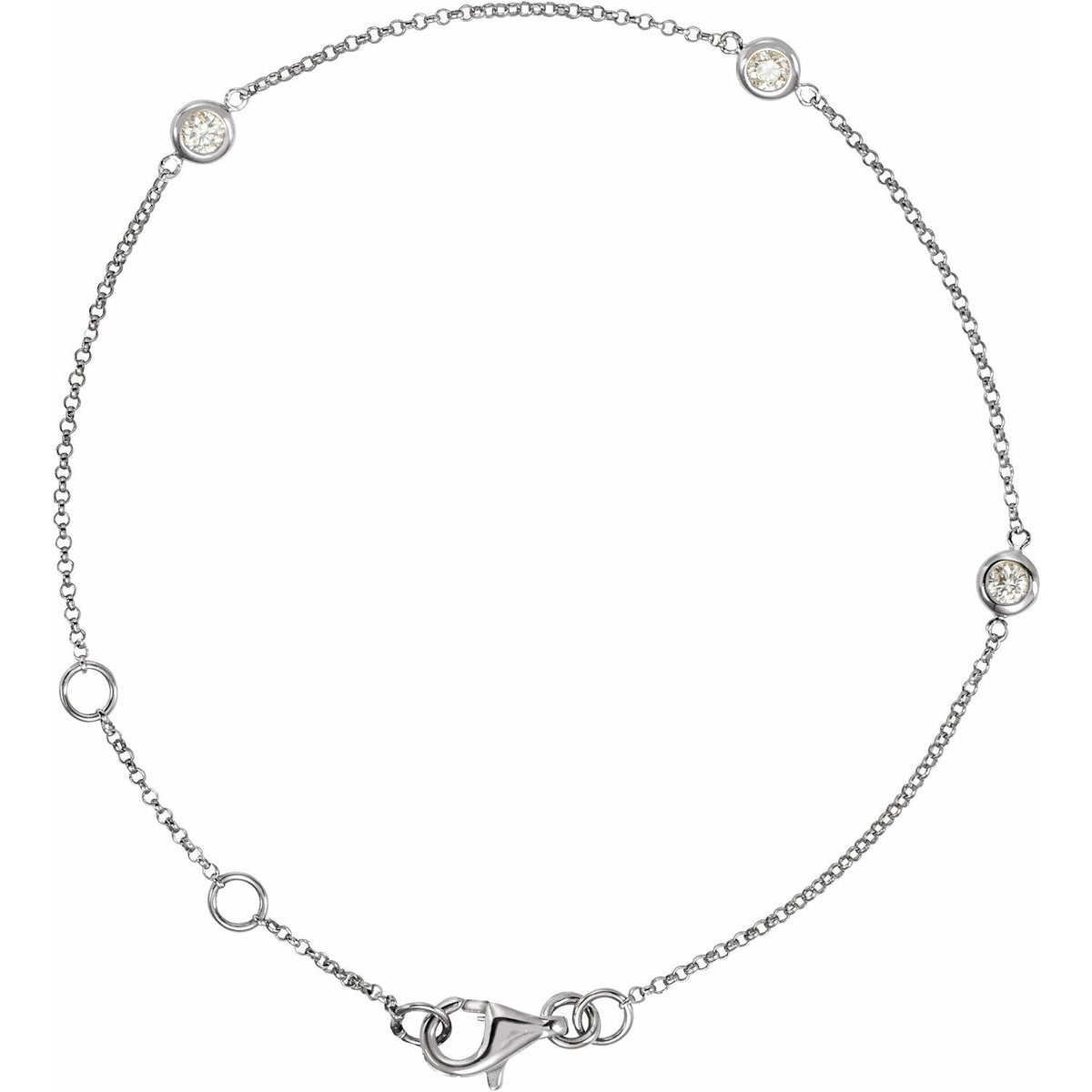 Diamond Three-Station Bezel Bracelet in 14k white gold