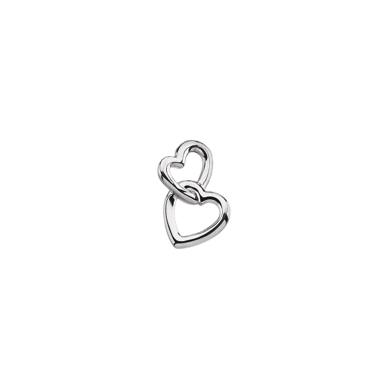 14K White Gold Double Heart Necklace