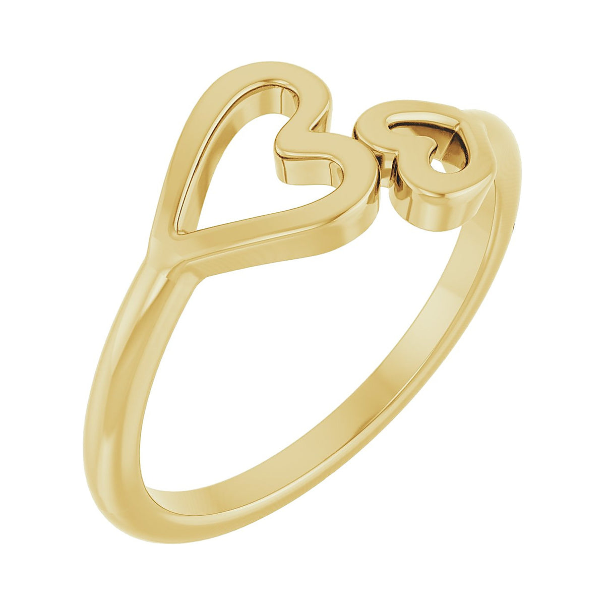 double heart promise ring in 14k yellow gold