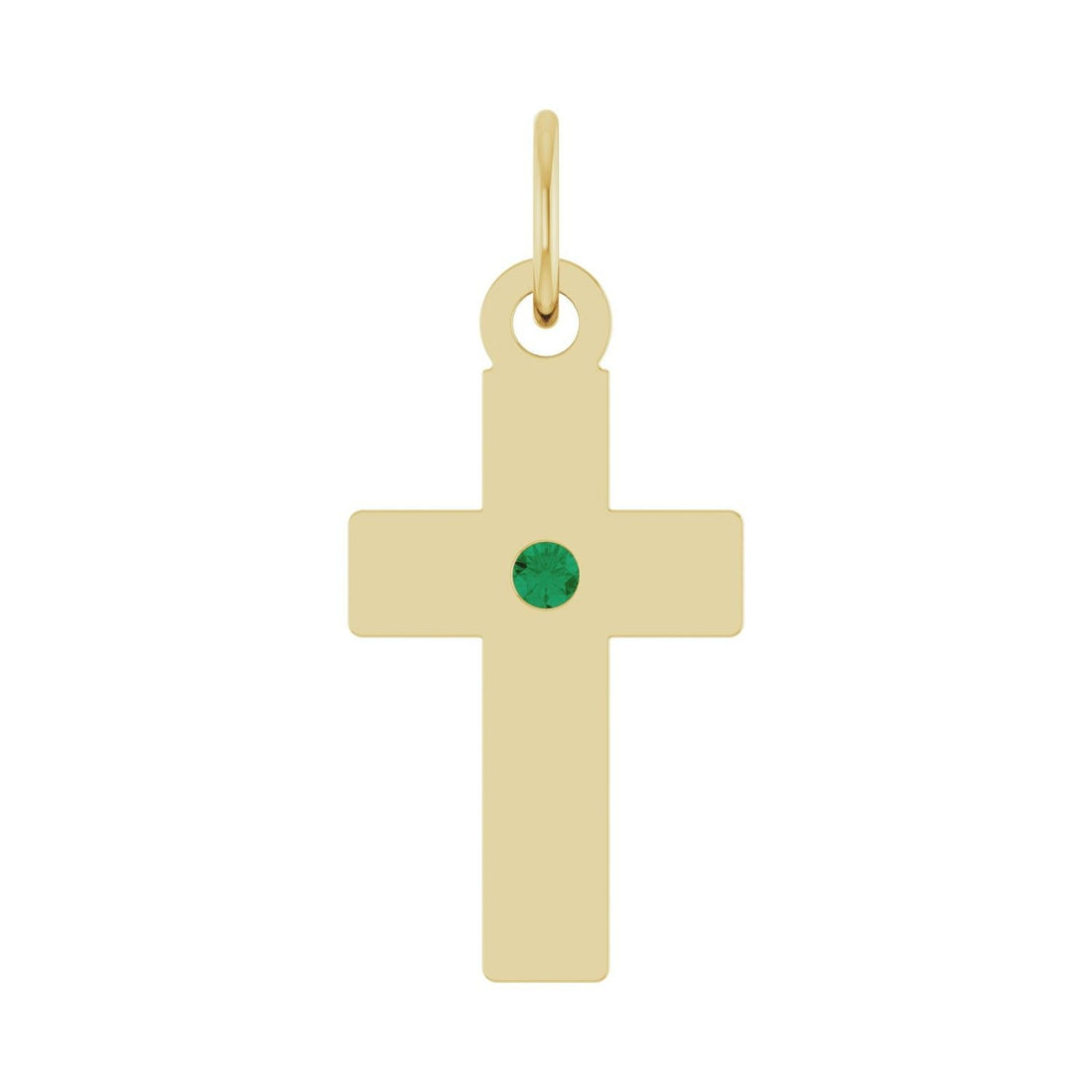 emerald cross pendant in 14k Yellow Gold