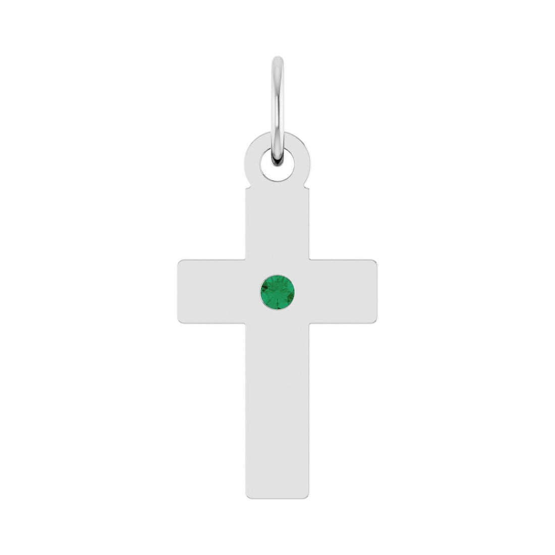 emerald cross pendant in Sterling Silver