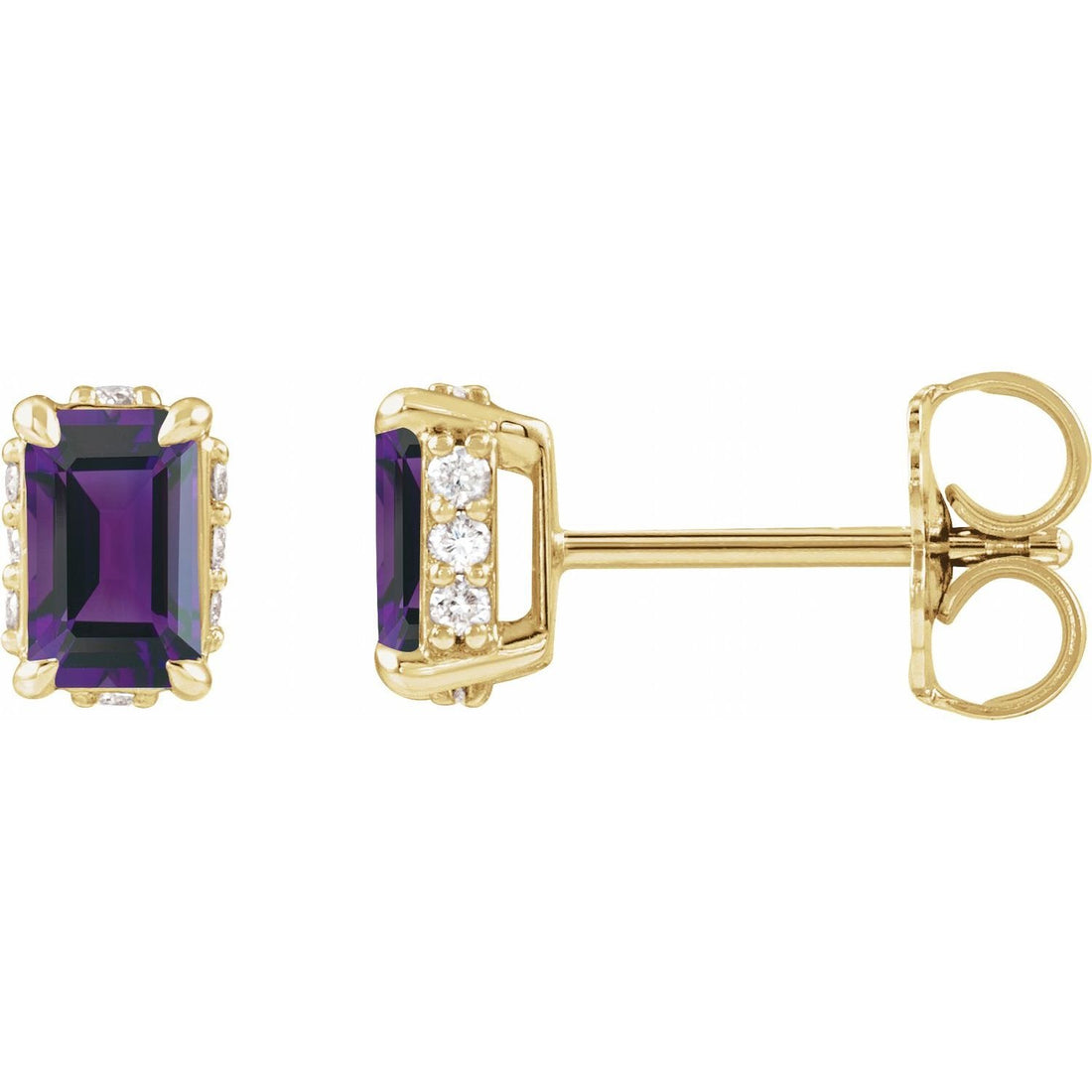 emerald-cut amethyst stud earrings in 14k Yellow Gold