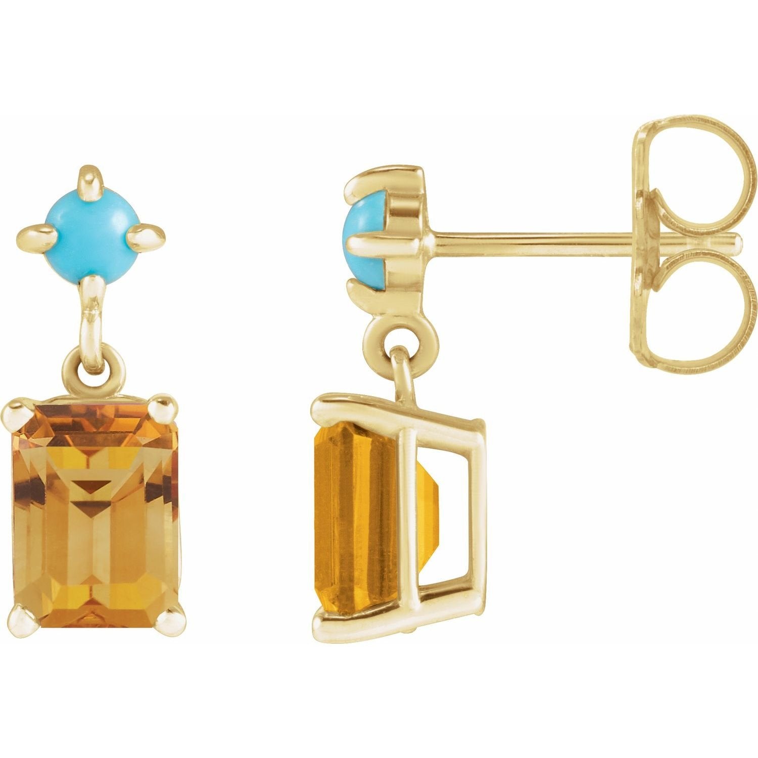 emerald-cut citrine earrings in 14k Yellow Gold