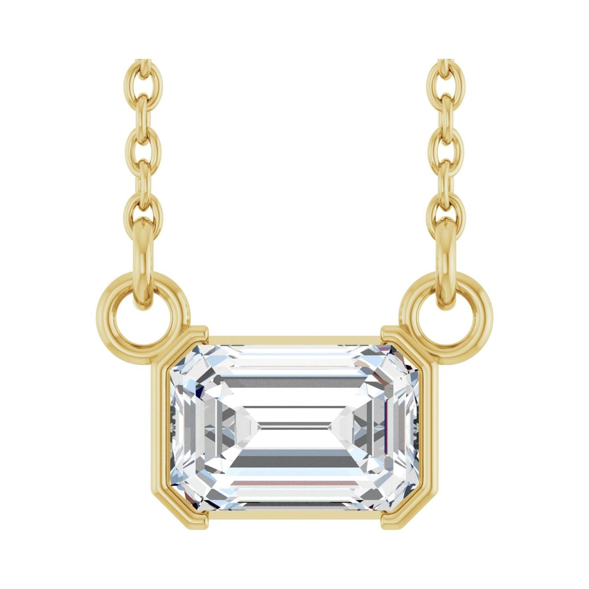 Emerald-Cut Lab-Grown Diamond Solitaire Necklace, 5/8 ct, in 14K Yellow Gold